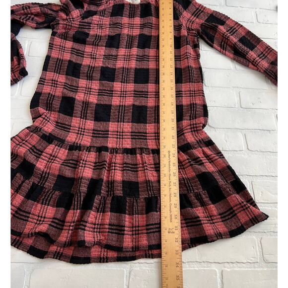 Cloth & Stone Anthropologie Plaid Drop Waist Pink Black Plaid Dress -sz XS/S - Picture 3 of 5